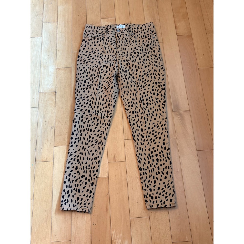 Crown & Ivy Jeans Women 8R Tan Black Animal Print High-Rise Skinny Pants